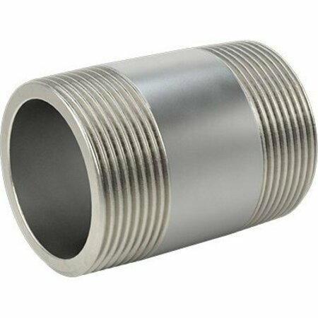 BSC PREFERRED Thick-Wall 304/304L Stainless Steel Pipe Nipple Threaded on Both Ends 1-1/2 Pipe Size 2-1/2 Long 46755K128